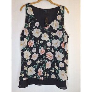 TORRID Black Floral Cami Tank Top Blouse Women's Sz 0(L) Fairy Grunge Whimsigoth
